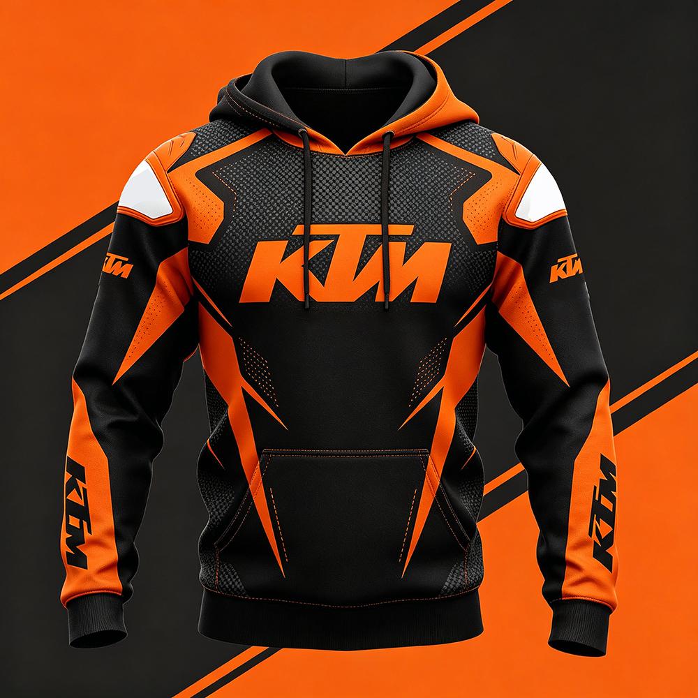 Herren Frühling und Herbst KTM F1 Racing und Motorradbekleidung Neuer Aufdruck Langarm Stil M black