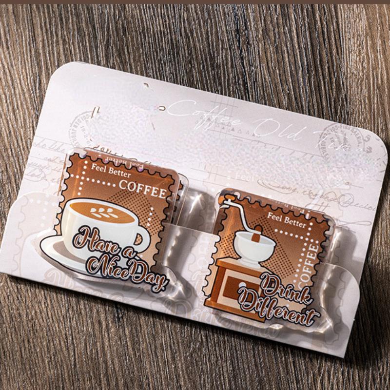 Ein Set Kaffee TN Kristallkleber Planer Clip Kreative Epoxy Büroklammer Weihnachtsgeschenke Schulbüro Schreibwaren