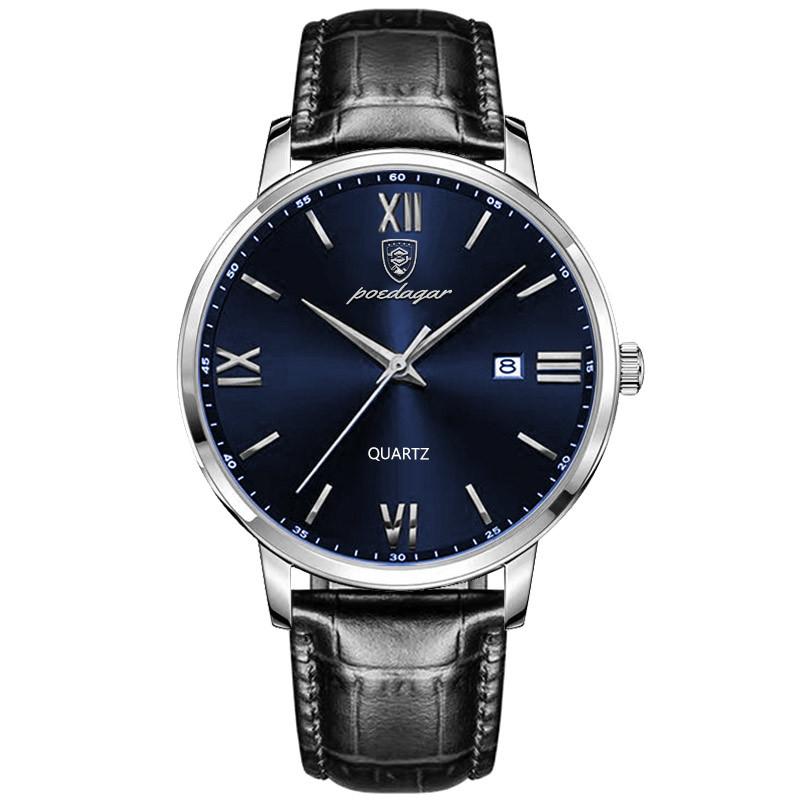 Top Marke Ultra Dünne Herren Uhr Wasserdicht Leuchtende Quarz Uhr Business Leder Sport Luxus Uhr Mlae blau