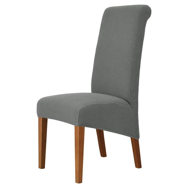 Stuhlhusse mit hoher Rückenlehne und universeller hoher Elastizität, Jacquard, Größe M, XL, Stuhlhussen für Esszimmer, Küche, Büro, Zuhause, Maisflanell M Size (45-58cm) dunkelgraue