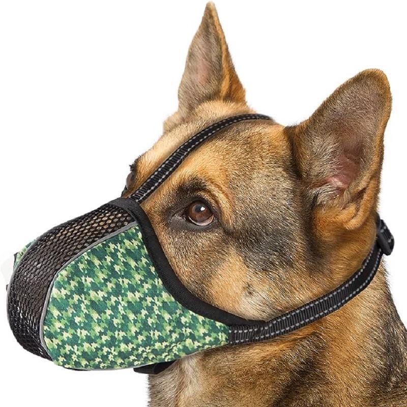 Weicher Hunde Maulkorb für Kleine Große Hunde Maske Anti Beißen Kauen Lecken Atmungsaktiv Kein Bellen Netz Bedruckte Vollabdeckung Maulkörbe XL beige