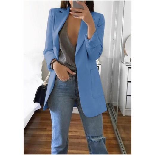 Damen-Blazer, lässig, übergroß, lang, Strickjacke, Jacke, Mantel, Herbst, modisch, langärmelig, Strickjacke, einfarbig, Büro, Damen, einfarbig, Blazer, Übergröße 2XL blau