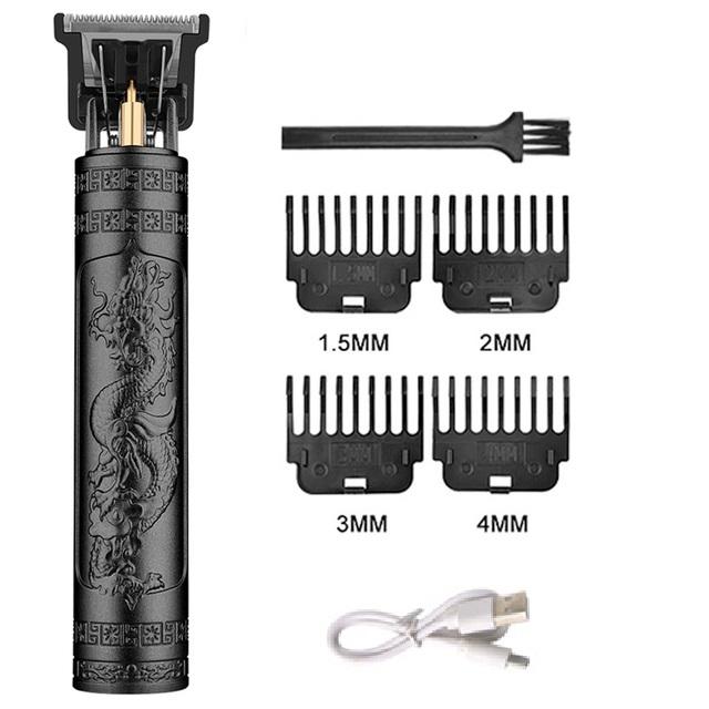 2024 Vintage T9 Haarschneidemaschine Herren Elektrorasierer Wiederaufladbare Haarschneider Bartschneider Friseur Haarschnitt Heißer Verkauf Black Dragon gray