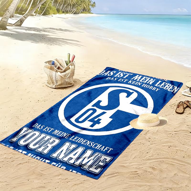 Benutzerdefinierter Name FC Schalke 04 Druck Strandtuch, Großes Weiches Schnelltrocknendes Handtuch für Strand Camping Schwimmen_xia 80cmx160cm(31x63inch)