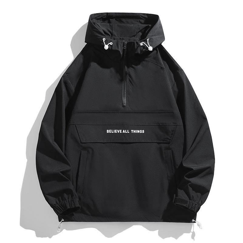 Lockere Herrenjacke mit halbem Reißverschluss, wind- und spritzwassergeschützte Arbeitskleidung, Herrenjacke XL