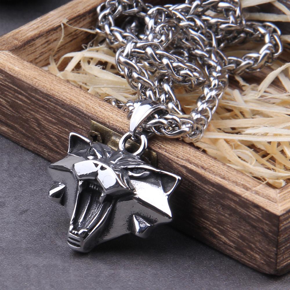 Edelstahl-Anhänger Zauberer-Medaillon-Anhänger-Halskette Katzenkopf-Halskette U-Pick-Farbe Halloween-Halskette & Anhänger as the picture-with box&60cm