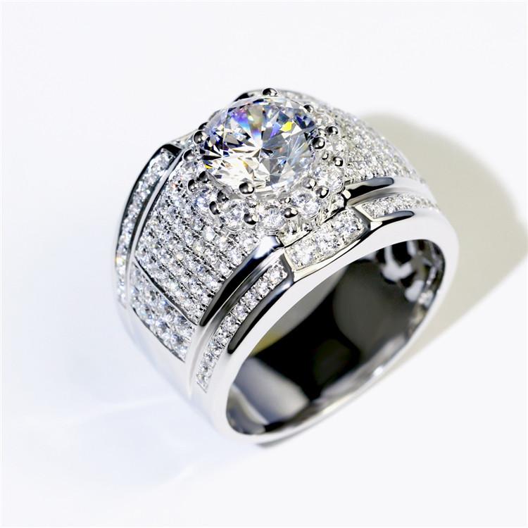 Luxuriöser, modischer weißer Zirkonring, antiallergen, für Männer, Schmuck, Hochzeit, Verlobung, Party, Ring, hochwertige Herrenringe 13&Platinum Plated gray