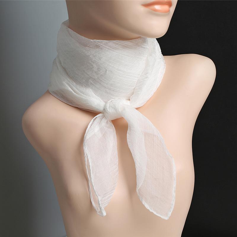 Einfarbiges Taschentuch, Halstücher, Damenmode, Halstuch, Chiffon, Haarbänder, Schal, 70 cm 70x70cm weiß