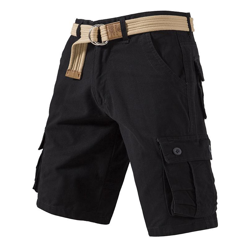Herren-Arbeitshose, lässige Shorts mit Taschen, knielange Sommer-Sportshorts für Herren XL schwarz