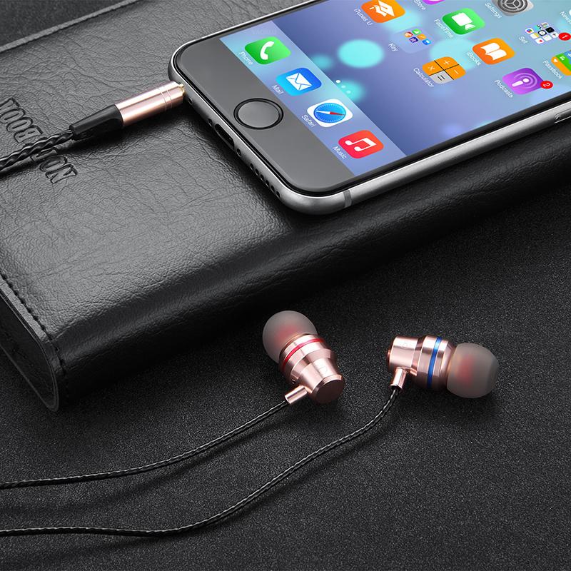 VAORLO 3,5 MM Schwere Bass Kopfhörer Verkabelt Kopfhörer HiFi Stereo Musik In-Ear-Headset Mit Mikrofon Für Smartphones Computer rose gold