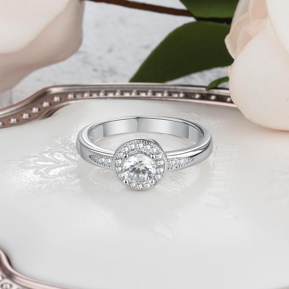 Personalisierte Solitär-Verlobungsringe 925 Sterling Silber Verlobungs- und Eheringe für Frauen 9 gray