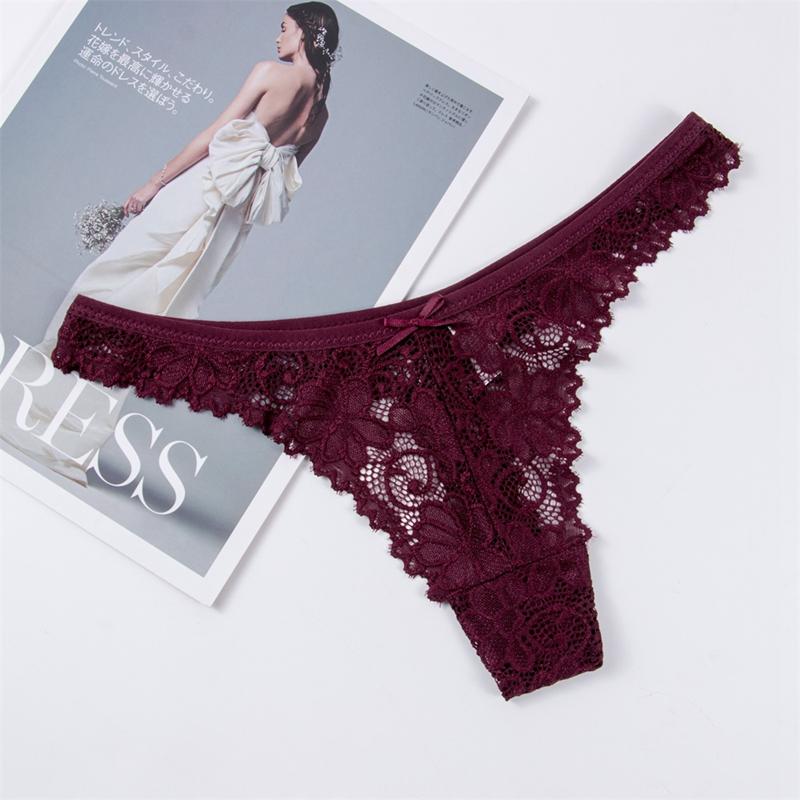 Blumenhöschen G-String Kurze Damen Unterhose mit niedriger Taille Tanga Dessous Nachtwäsche Dessous Unterwäsche Tangas Calcinhas Bragas L wein rot