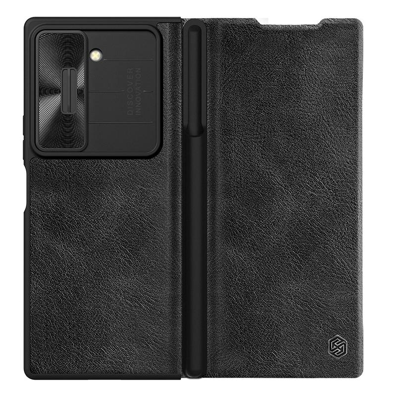 Nillkin für Samsung Galaxy Z Fold 6 5G Telefon Fällen Qin Pro Leder Fall Luxus Brieftasche Business Stil mit Karte Slot Telefon Taschen Zurück Abdeckung Samsung Z Fold 6 5G schwarz