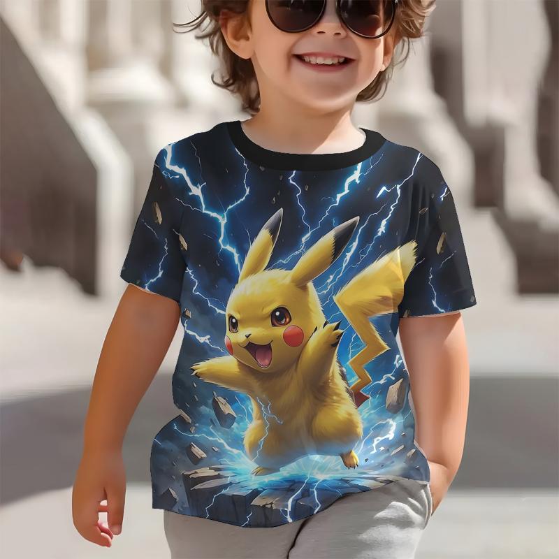 3D-Druck Süßes Pikachus Anime Pokemons Babykleidung 5 bis 14 Jahre Männliche Outdoor-Kleidung für Kinder Junge Mädchen Kind T-Shirt Top 140
