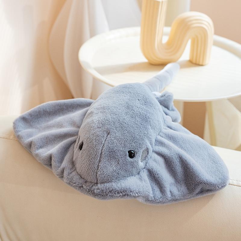 Kawaii Baby-Stachelrochen Plüschtier Ultraweicher Mantarochen Stofftier Flauschiges Meeresbewohner Spielzeug Ozean Aquarium Geschenk & Dekoration L-32cm graue
