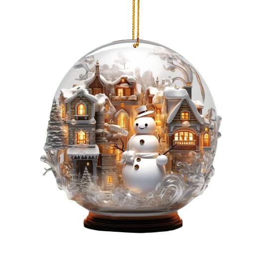 Yousheng Weihnachts Schneemann Hängedekoration 2D Flache Schneeszene Kugel Ornament Festliche Schneemann Dekoration für Weihnachtsbaum Kamin Partydeko D