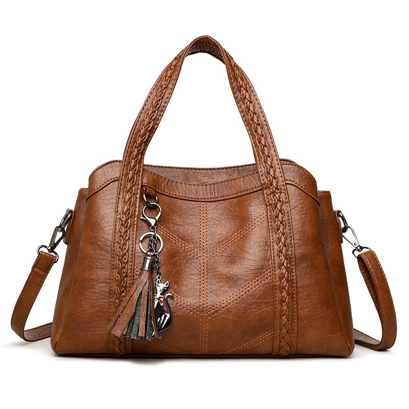 Luxus Handtaschen Damen Leder Schultertaschen Designer Damen Umhängetaschen für Frauen 2025 Hohe Kapazität Lässige Tragetasche Sac 32cm×13cm×21cm braun