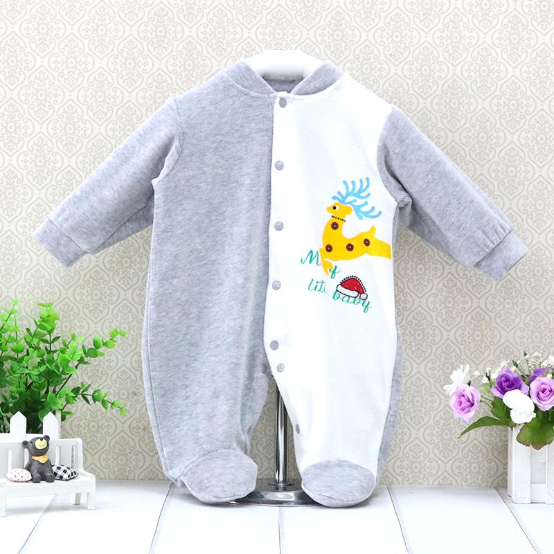 Baby Samt Warm Halten Strampler Neugeborenen Baby Kleidung Für Mädchen Jungen Langarm Neugeborenen Overall Baby Kleidung Junge Infantil Ein Elch Weihnachten Motiv 3M 0/3 graue