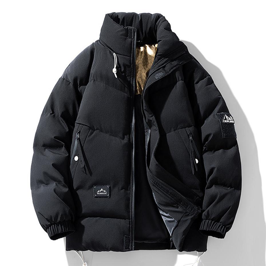 8XL Übergröße Herren Parkas Winter Verdickt Warme Jacken Gefütterte Mäntel Freizeit Locker Stehkragen Jacken Mann Große Größe 7XL Parkas 5XL schwarz