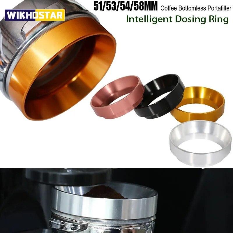 1Pcs Kaffee Dosierung Ring Kaffee Pulver Tamper Mit Magnet für 51mm 53mm 58mm Boden Siebträger 51mm schwarz