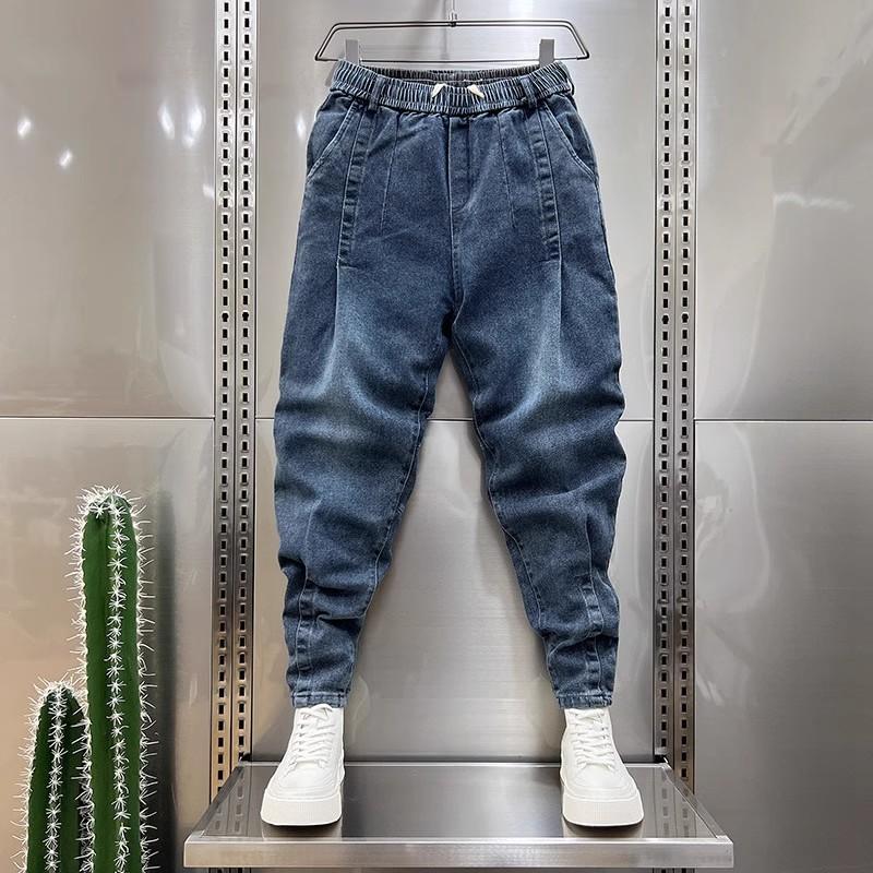 Cargo Jeans Herren Streetwear Denim Jogger Pants Schwarz Blau Herren Baggy Haremsjeans Hose Herren Haremsjeans Lose Hip Hop Hose L blau