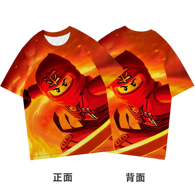 2025 MINISO Ninjago T-Shirt Cartoon Anime Druck Jungen und Mädchen T-Shirt im Sommer Neue Stil Street Trends Kinderkleidung Kurzarm 120 khaki
