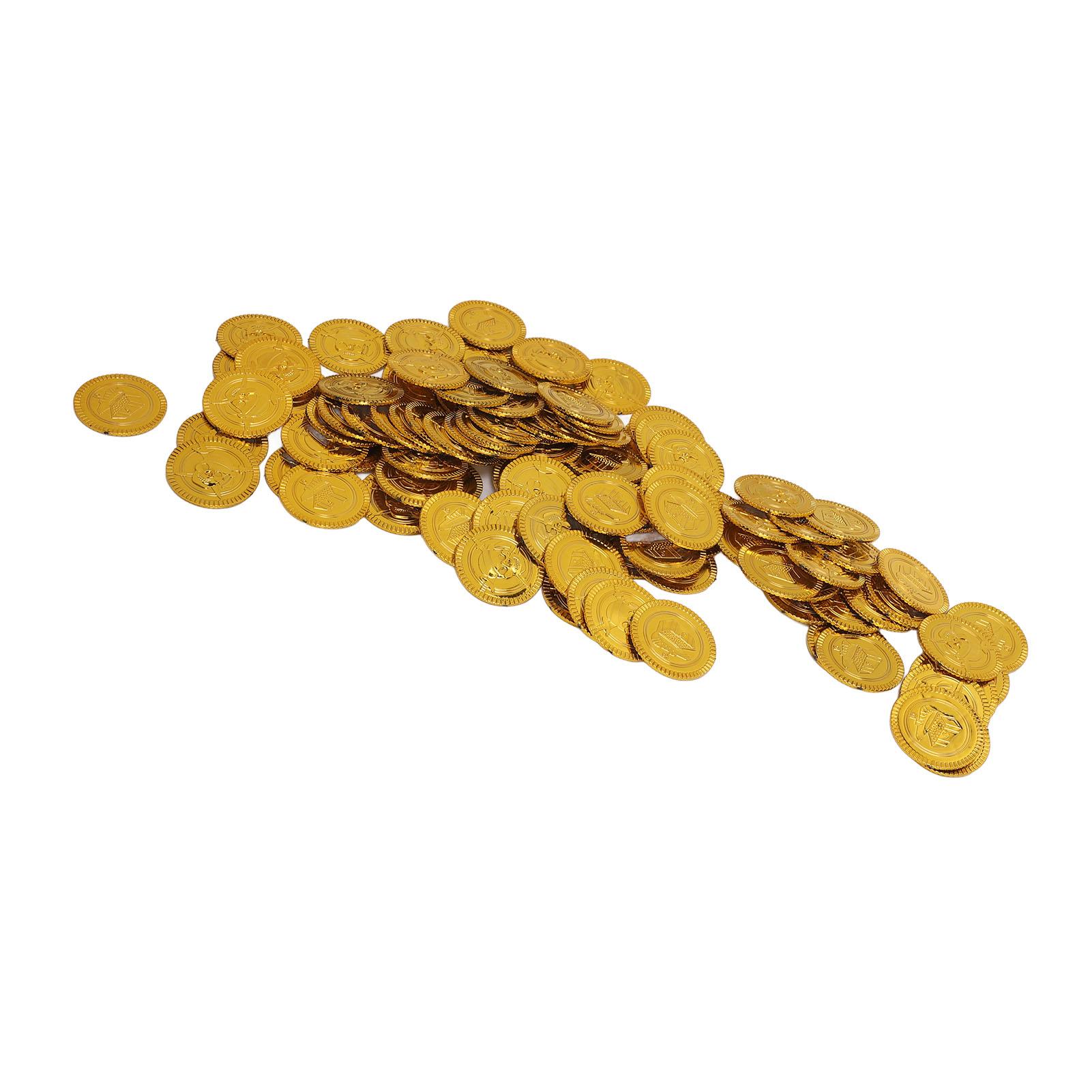 100 Stück Schatzmünzen Set Hochdetaillierte Simulations-Spielmünzen aus Kunststoff für Brettspiele