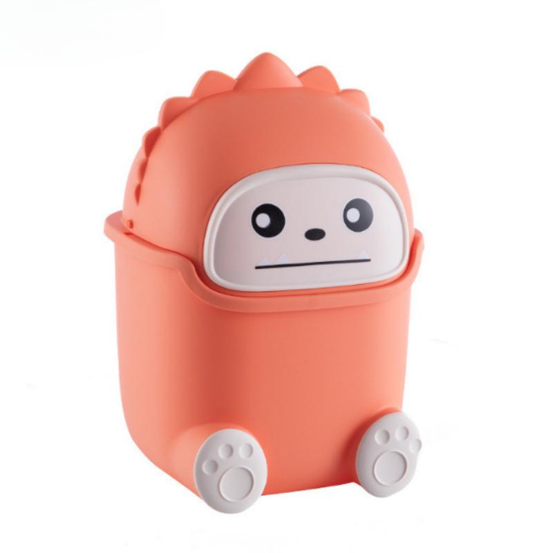 Kawaii Mini Mülleimer Desktop Mülleimer Home Office Mülleimer Cartoon Niedlich Abfall Mülleimer Haushalt Kinderzimmer Dekoration orange