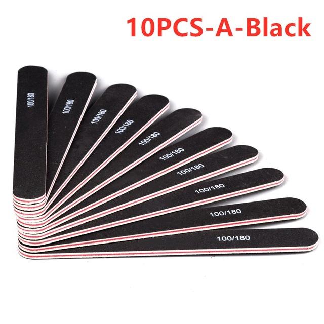 10 Teile/satz Nagel Datei Puffer Doppel Seite Der Nagel Datei Puffer 100/180 Trimmer Kalk Puffer Acryl Nagel Datei Nail art werkzeuge Type A schwarz