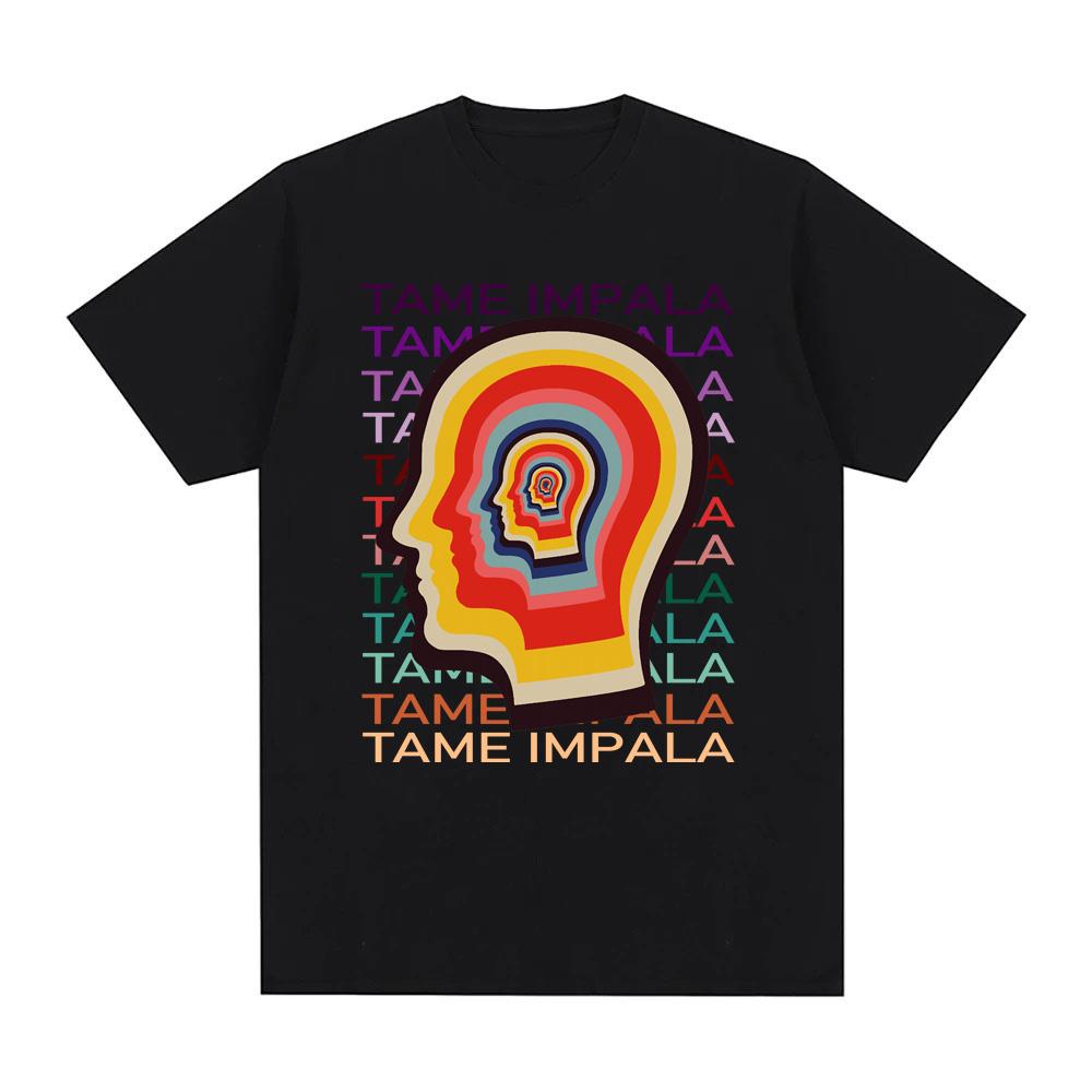 Tame Impala Trend T-Shirt Neu Hochwertiges Album T-Shirt Ärmel 100% Baumwolle Gothic T-Shirt Rundhals Sommer T-Shirt Tops M schwarz