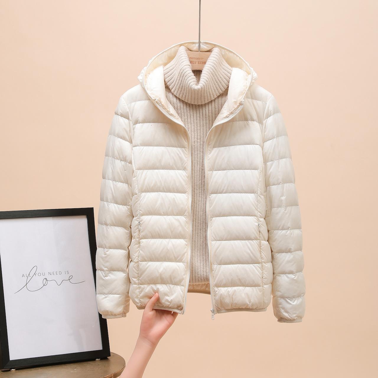 Damenbekleidung Ultraleichte Daunenjacke Damen Winter Warmer Mantel Leichte Warme Jacken Damen Kapuzenparka XXXXL weiß