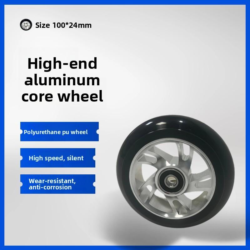 100mm Roller Räder Ersatz mit Kugellagern Aluminium Verschleißfestes PU Stunt Roller Teile Kick Scooter Zubehör 2 Stück/Satz 100x24mm