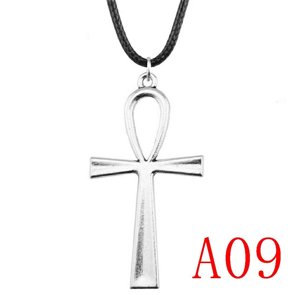 Ankh-Kreuz-Anhänger-Halskette für Frauen, Geschenk, Modeschmuck A09-52x28mm-B10160