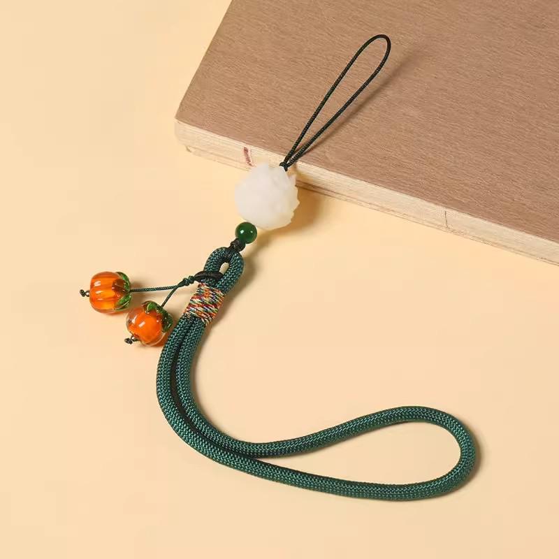 Wunsch-Persimone Chinesischer Stil Handgelenk-Lanyard & Hülle für Mobiltelefone mit USB-Flash-Laufwerk dunkelgrüne