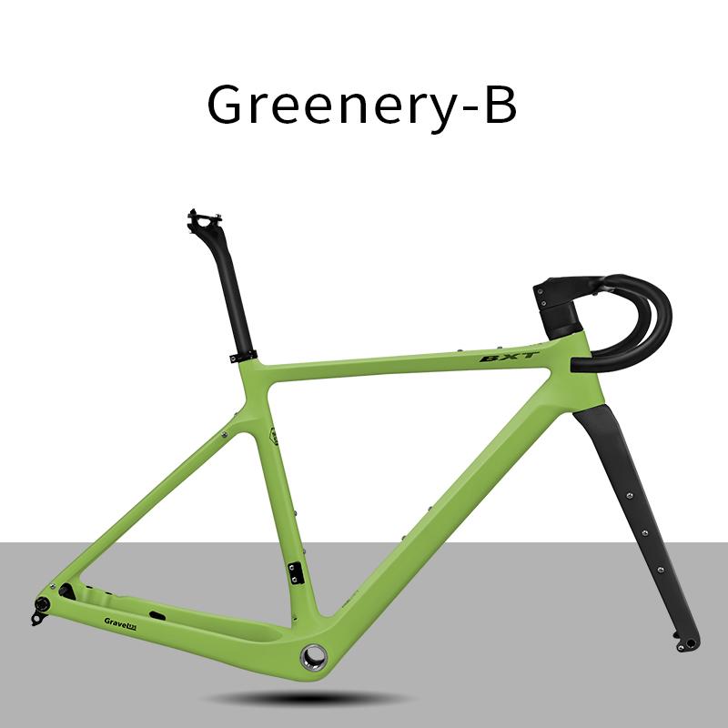 BXT T1000 Carbon Gravel Rahmen Disc Gravel Bike Rahmen 700C/27.5er Steckachse Rennrad Rahmen Vollständig Versteckte Leitungen UDH Schaltauge BXT logo Dark green Gloss-54 grün