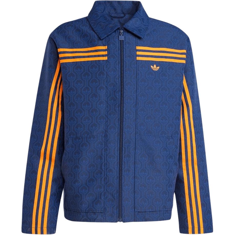 Adidas Originals 70er Mode Print Bequemes Langarm American Vintage Gestreifte Polo Jacke Herren Jacke Night-Indigo JN5959 XS