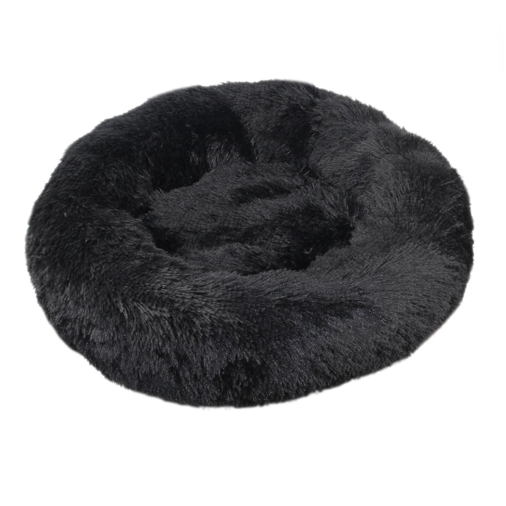 40–80 cm, rundes Haustierbett für große Hunde, superweiches Katzenbett, langes Plüsch-Hundehaus für mittelgroße Hunde, warmes Winterschlafbett Diameter 40CM schwarz