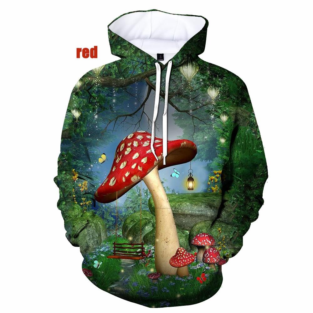 Frühling Herbst Harajuku Stil Pilz 3D Druck Männer Hoodies Casual Langarm Pullover Hohe Qualität Sweatshirts Übergroßen Tops XXL black