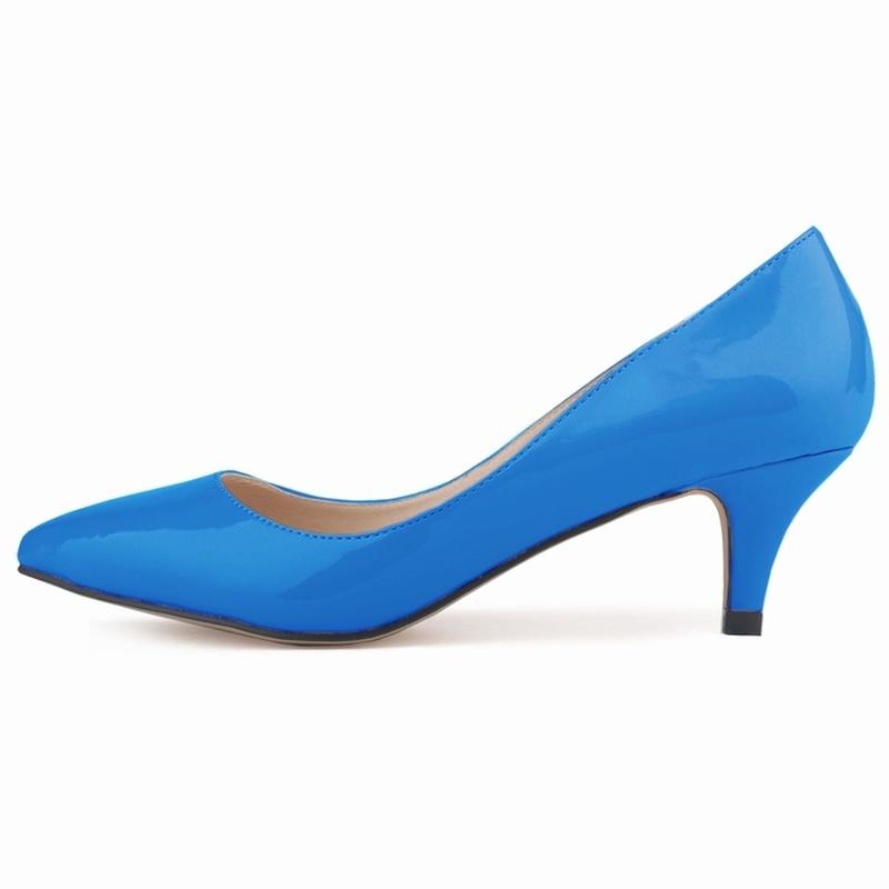 Klassische sexy spitze niedrige Med Kitten Heels Damen Pumps Schuhe Frühling Markendesign Hochzeitskleid 35 blau