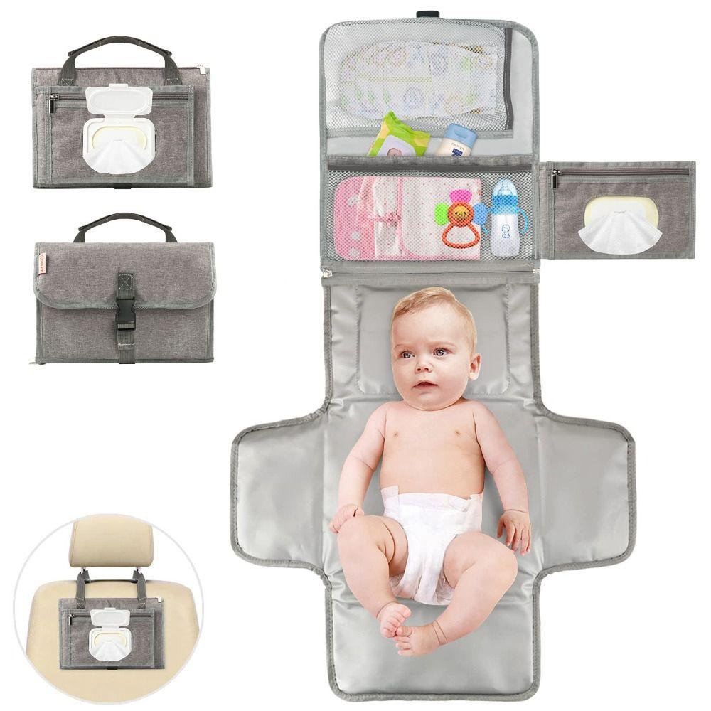 2 in 1 Neugeborenen Baby Essentials Wickeltasche Wickelunterlage Wickelmatte Tragbare Wickelunterlage grau