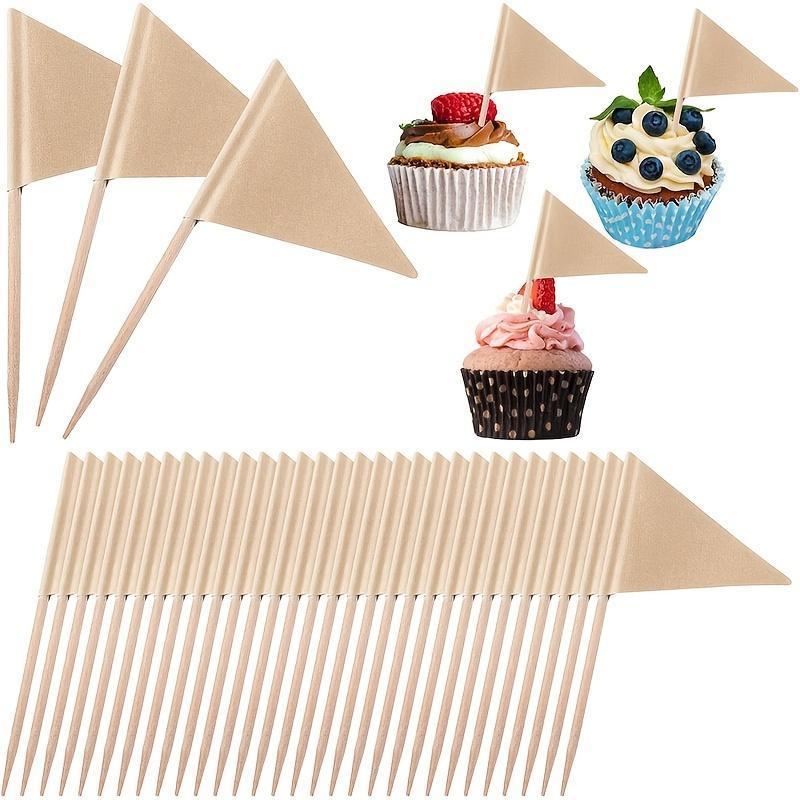 200 Stück Bambus Zahnstocher Flagge Kraftpapier Dekoration Für Party Dreieckiger Stick Cupcake Dekoration Stick Blanko Flagge Frucht Käse Markierungsflagge 200pcs