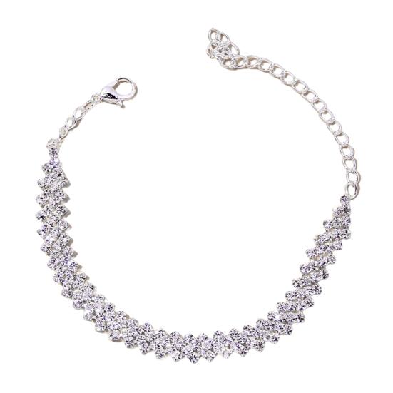 Fußkettchen, stilvolles Rhombus, leichtes Bling-Strass-Knöchelarmband, Schmuckzubehör silber