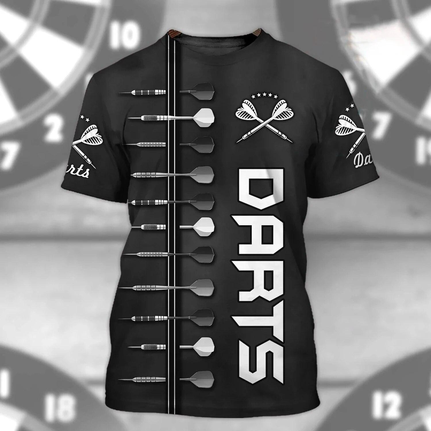 Herren Darts Bedruckte T-Shirts Neue Casual Kurzarm Vintage Coole Lustige Tops Streetwear T-Shirts XL
