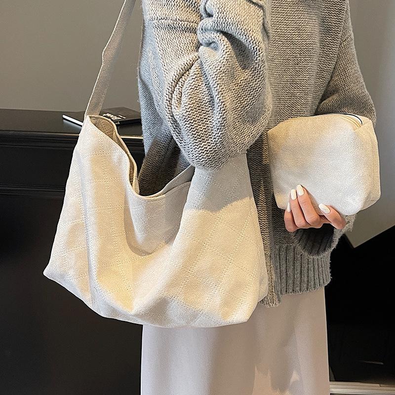 Diamanttasche mit großer Kapazität für Damen Neue Mode Herbst und Winter Neue Mode Tragetasche für Damen Ins Verdickte Tragetasche gray