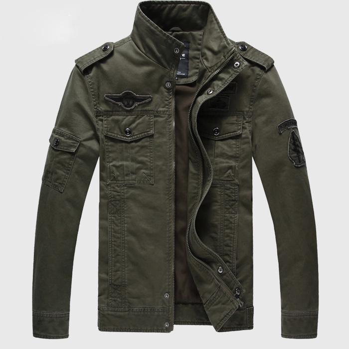 Herren-Windbreaker-Jacke aus reiner Baumwolle, warmer Windmantel, Air-Force-Jacke für Herren, 3 Farben erhältlich 4XL armee grüne