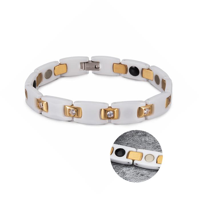 Ikuinen Armbänder für Frauen Kette Gold-farbe AAA CZ Stein Armband Frau Gesundheit Energie Hämatit Keramik Armbänder Femme Schmuck gold/silber
