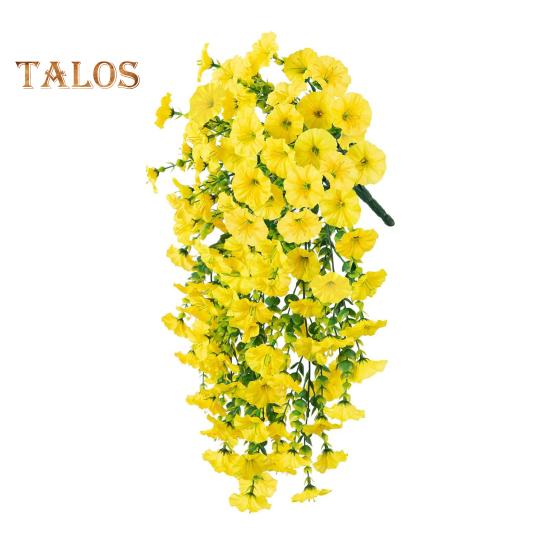 Künstliche Petunien zum Aufhängen, UV-beständig, Kunstpflanzen für den Außenbereich, gefälschte Petunienstreifen, Frühlings- und Sommerdekor für Zuhause, Kaminsims, Tür, Veranda, Terrasse gelb