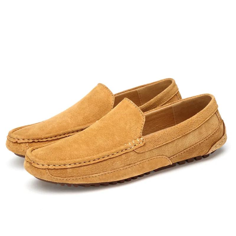 Wildleder Herren Slipper Luxus 2025 Freizeitschuhe für Herren Bootsschuhe Handgefertigt Herren Slip-on Fahrschuhe Herren Mokassins Zapatos 45 hellbraune