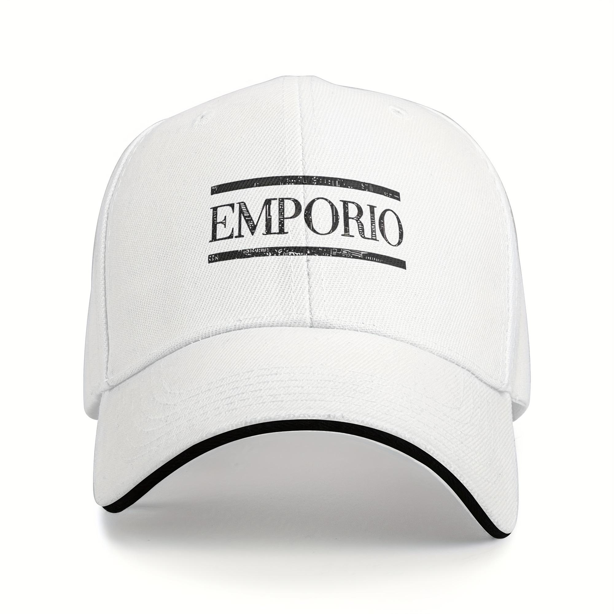 1 Emporio Verstellbare Baseballkappe Atmungsaktive Dad Cap mit EMPORIO Letterdruck schwarz mit weißem Rand perfekt zum Angeln Adjustable
