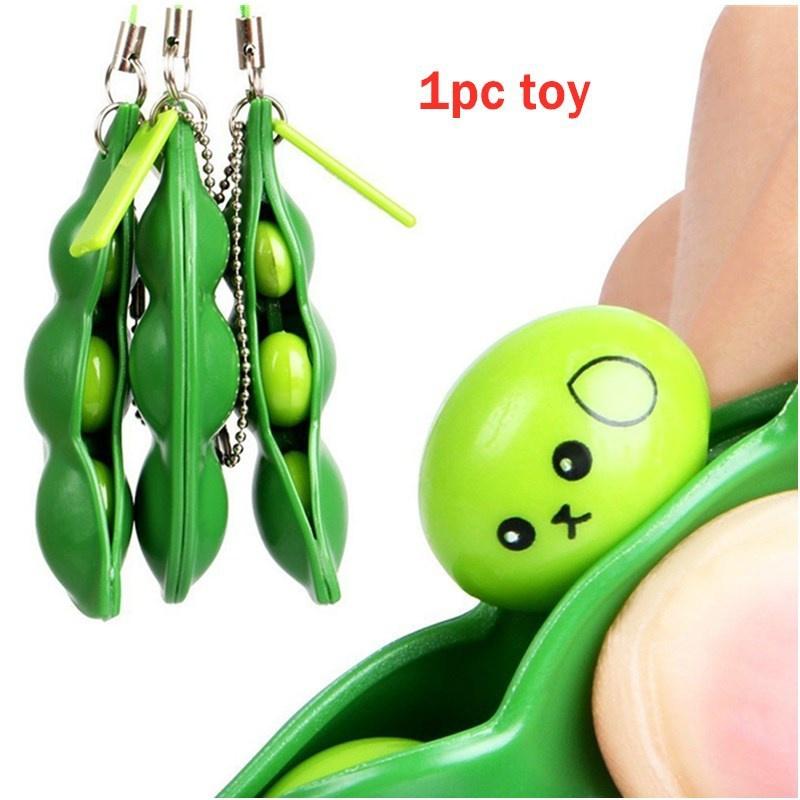 1PC Infinite Squeeze Edamame Spielzeug Erbsen Schlüsselanhänger Pop It Fidget Squishy Pfeil Erwachsene Stress Spielzeug grün